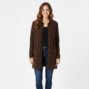 Adrianna Papell Cardigan Wool Blend Buttons Relaxed Fit LS Medium Weight, Small